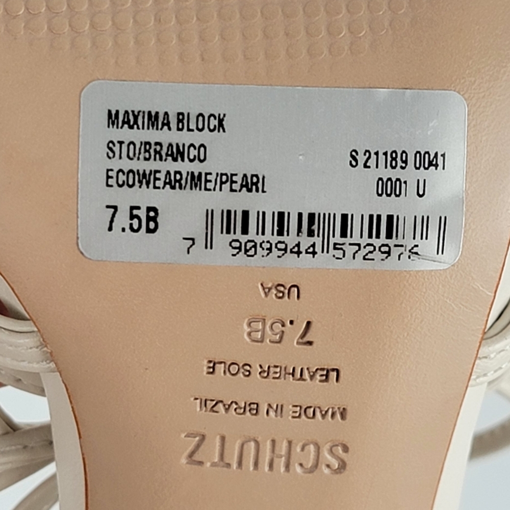 New SCHUTZ Maxima Leather Strappy Braided Wrap Block Heel White Ivory 7.5 - Picture 10 of 12